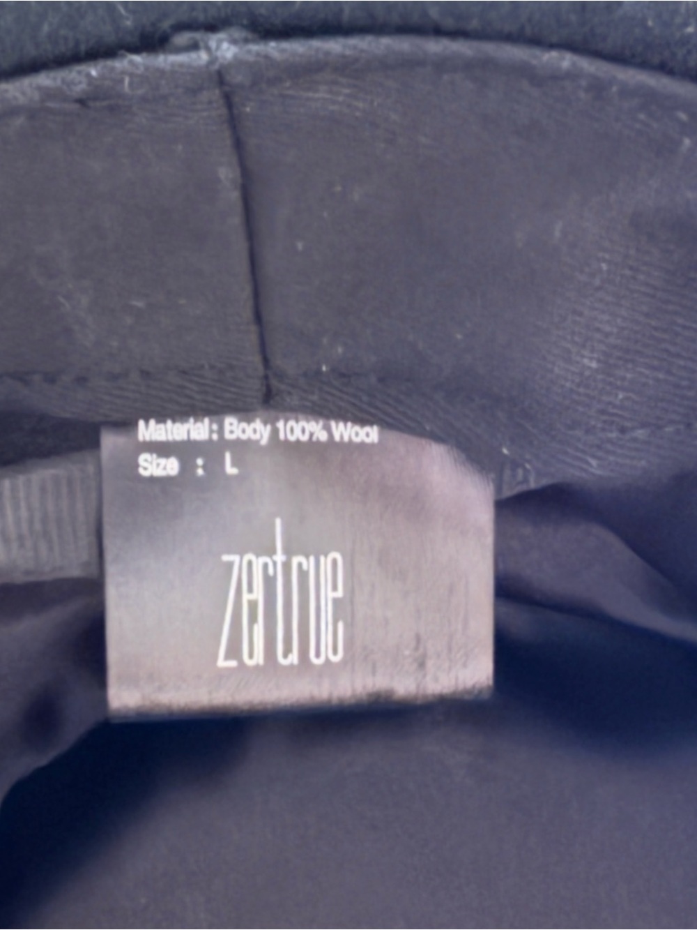 Zertrue 100% Wool Black Wide Brim Fedora Hat with Feather Band Size Large - Picture 9 of 10
